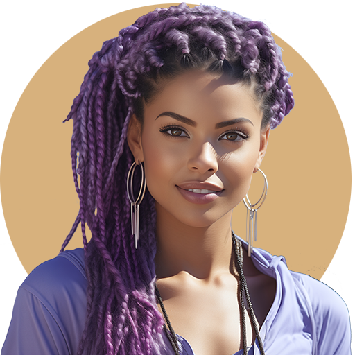 Purple braiding hair