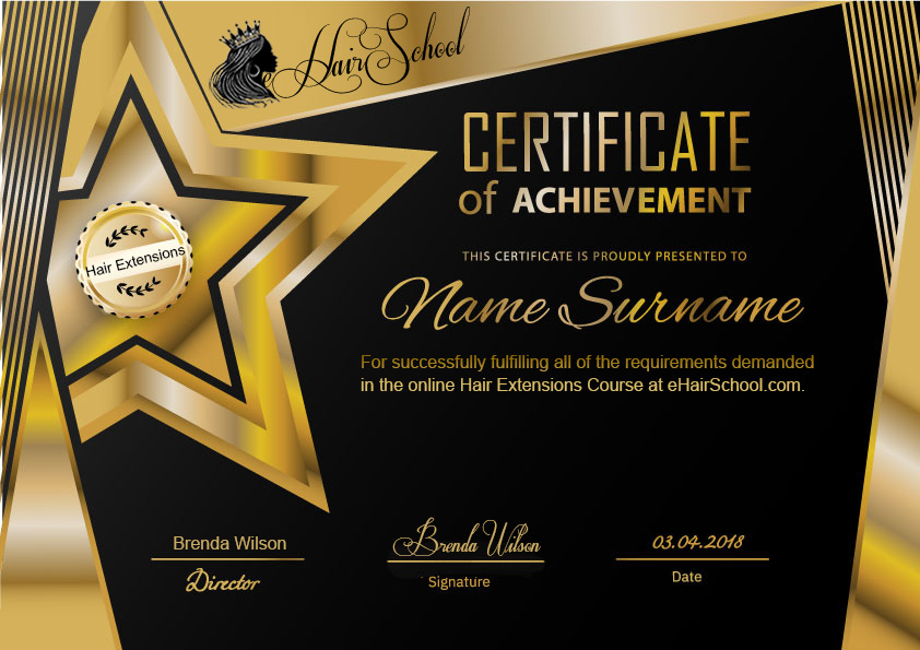 Hair extensions course certificate