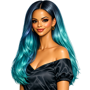 Cosmic teal aurora hair