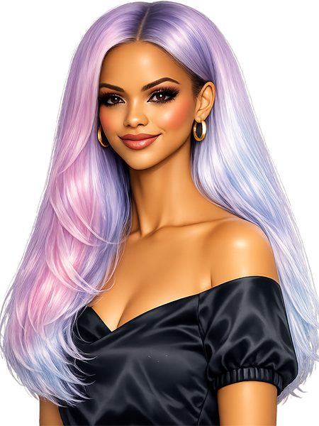 Nebula pink-blue drift hair